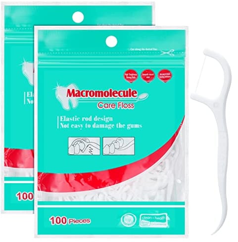 Smilcloud 200 Pcs Dental Floss Stick, Disposable Toothpicks Teeth Stick Floss Picks Tooth Picks Sticks Interdental Cleaning Tool for Travel Home Office Restaurant