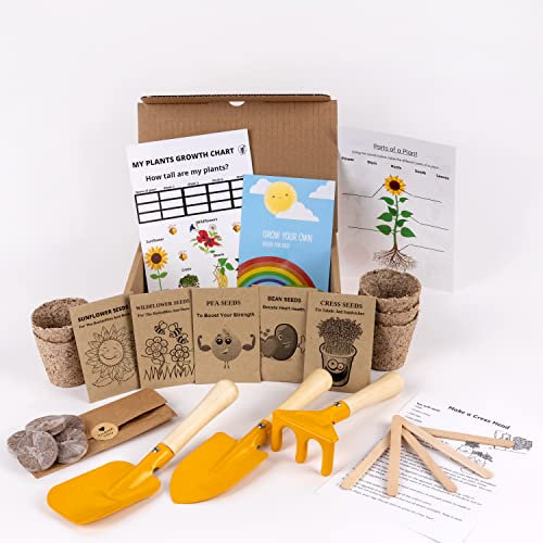 Kids Gardening Set, Grow Your own kit for Children, Wildflower Seeds, Sunflower Seeds, Birthday Gift for Kids, Garden Set for Kids, Seed Kits for Kids, Childrens Gardening Set, (Kids Gardening Set)