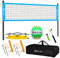 Airist Portable Volleyball Net Set,Professional Volleyball Nets Set for Backyard and Beach,Outdoor Volleyball Net with Height Adjustable Poles,Volleyball and Carrying Bag(Blue), 32FT (AIR-US-PT-007)
