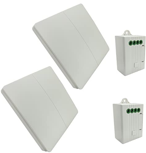LED ATOMANT Kit Interruptor Inalambrico Autoalimentado con 2 receptores WIFI y RF 433MHz. Sin Cables ni Baterias. Interruptor con Receptor Wifi. Admite 10 Pulsadores Conmutados. (2 Pulsadores 2 vias)