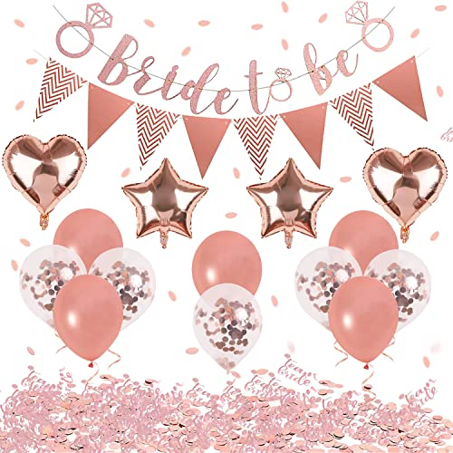 18 Stück Bride to be Deko JGA Deko JGA Deko Frauen Junggesellenabschied Frauen Deko Luftballons Konfetti Banner für Junggesellenabschied Frauen Bachelorette Party Bridal Shower Rosegold