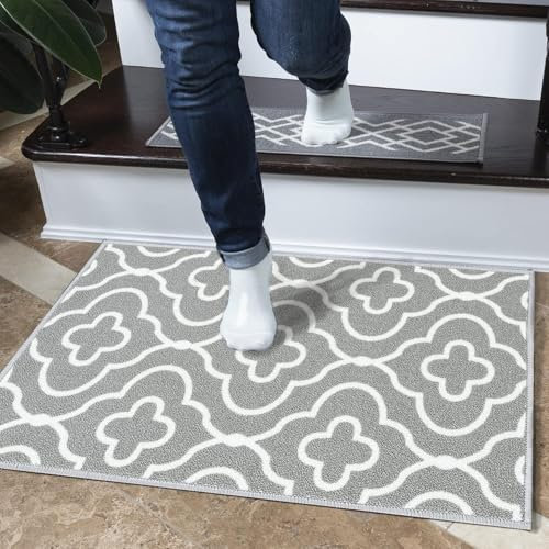 GULLAMBO Washable Door Mat - Non-Slip for Wooden Floor, Super Absorbent Dirt Trapper - Inside Mat for Kitchen, Hallway Runner Rugs (Club Grey, 50x80cm) (HV-4mm)