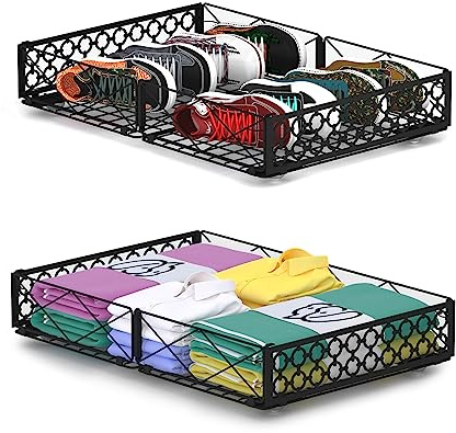 NADAMOO Under Bed Storage with Wheels, 2 Pack Rolling Under Bed Storage Containers，Foldable Metal Under the Bed Organizer Bins for Bedroom Clothes Shoes Blankets
