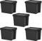 [Pack of 5] Heavy Duty 100% Recycled Black BAM Containers with Airtight Snap Lid- Stackable Strong Storage Boxes for Home Office - Stationery, Toys, Shoes Storage Box Organiser (24 Litre Black Bam)