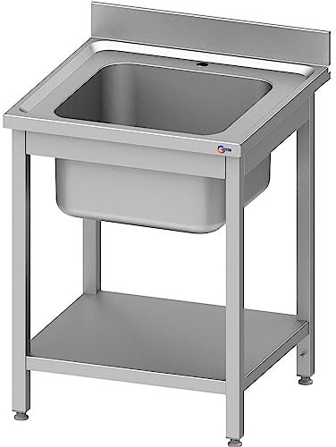 Cleiton® Fregadero de Acero Inoxidable de 1 Seno 600x600x850 mm Desmontable | Pica Industrial con patas | Pila Lavadero para Cocina Restaurantes