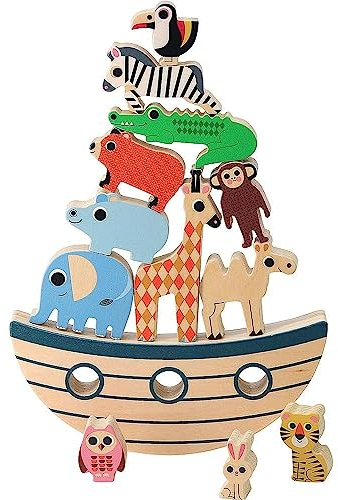 Vilac – Arca de los Animales – Juego de Equilibrio Divertido – Ingela P.Arrhenius – Juego Familiar de Madera – 13 Piezas – Decoración de Dormitorio – para niños de 4 años