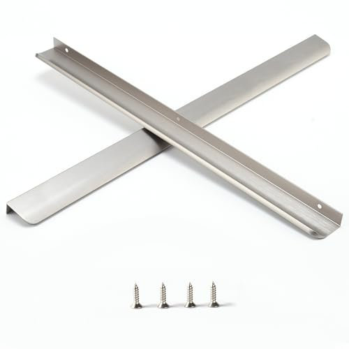 Satanga Tiradores de dedo de borde para gabinete, cocina, cajones, perillas de perfil bajo, cómoda, baño, alacena, muebles, manijas de aluminio, paquete de 5 unidades, níquel cepillado de 19.7