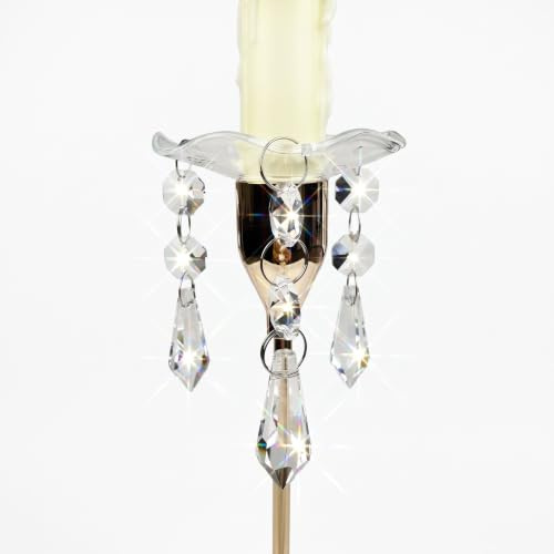 VGEUNA 4 piezas de cristal doblado Bobeches con prismas de cristal colgante para candelabros (Scallop)