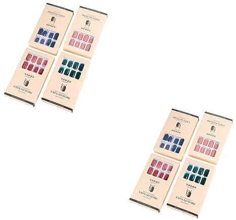 Beavorty 8 Sets false nail tips full cover nails fakes gel nails kit short false nail kits coffin nails nail art decals press on nails finished nail sticker do it yourself detachable