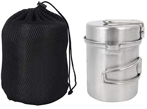 Natudeco Batterie De Cuisine De Camping, Batterie De Cuisine D'extérieur, Marmite De Camping, Kit De Batterie De Cuisine en Acier Inoxydable, Cuisinière Portable pour Camping Randonnée