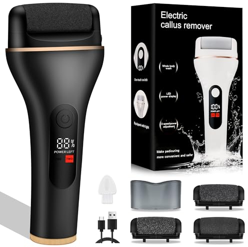 iMoebel Hornhautentferner Elektrisch Professionell Hornhaut Entfernen mit LED-Anzeige & Licht, Wiederaufladbar Hornhauthobel Fuß Schaber Foot Callus Remover für Hornhaut Tote Haut Fußpflege, Schwarz