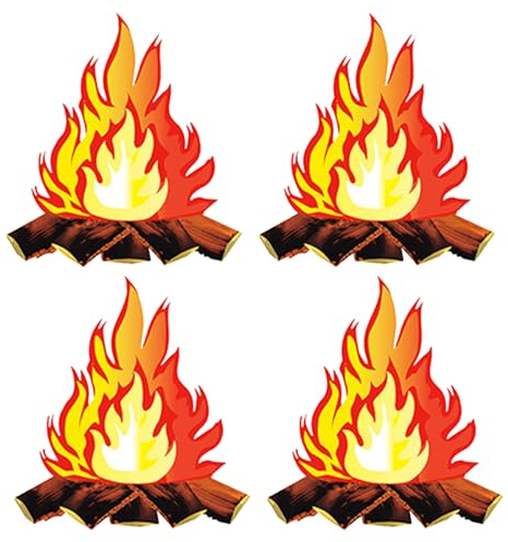 HAPPOW 4 Stück Künstliches Feuer, 3D Dekorative Pappe Lagerfeuer, Herzstück Feuer, Gefälschter Flamme für Camping und Partydekorationen, Requisiten für Feuerstellen