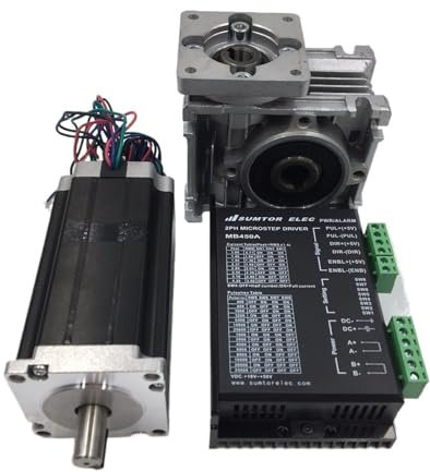 Mandrino CNC, Motore passo-passo Nema23 L56mm 50:1 Riduttore di velocità con riduttore a vite senza fine 2ph 55Nm 3A con kit CNC driver passo-passo 24-50VDC Kit mandrino a basse vibrazioni e a basso r