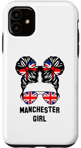 Manchester Girl Messy Bun, UK British United Kingdom Flag Case for iPhone 11