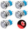 GUNGY Interruttore a Pulsante Momentaneo 19mm Pulsante 12V-24V 3A Impermeabile Interruttori a Pulsante in Ottone Cromato con Luce LED ad Anello Rosso 5 pezzi