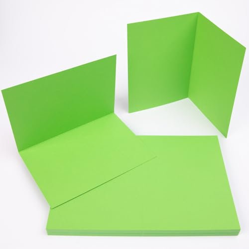 PresentFill® Klappkarten blanko in Apfel Grün - 25 Faltkarten A6, Klappkarte ideal zum Karten selbst gestalten, beschriften oder bedrucken - passend für C6 Umschläge
