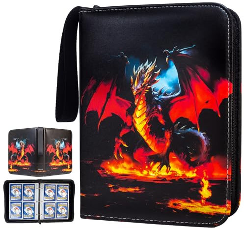 ARYUM Sammelalbum für Pokemon Karten, 440 Karten Sammelalbum, 4 Taschen 55 Seiten Sammelkarten Album mit Reißverschluss, Halter Buch Ordner, Geschenk für kinder Jungen Mädchen