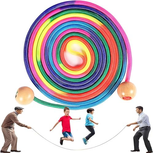 Corda Per Saltare Per Più Giocatori,5 Metri Corda Per Saltare Dambini,Corda Per Saltare Dai Colori Dell'arcobaleno,Corda Per Saltare Professionale, Salto Di Gruppo Per Scuola,Sport,Attività all'aperto