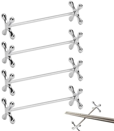 4PCS Stainless Steel Chopsticks Rest, Metal Stable Knife Rest and Chopsticks Holder Cutlery Table Stand Rack Set for Holding Spoons Forks Knives Chop Sticks