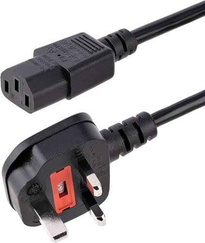 Generic 3-Pin Power Cable Adapter Cord, Black, Male-to-Female, 2 Meters, 230V AC, Compatible with Laptops, PCs, Monitors, Printers and Other Devices with 3-Pin Power Connectors