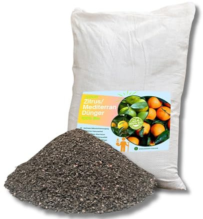 Rodopi Bio-Zitrusdünger & Mediterranpflanzen-Dünger Granulat 7-3-8 – 3 Monate Langzeitwirkung – 100% pflanzlich & vegan – Organischer NPK-Dünger – Ideal für Zitronenbaum, Olive & Bougainvillea 20kg
