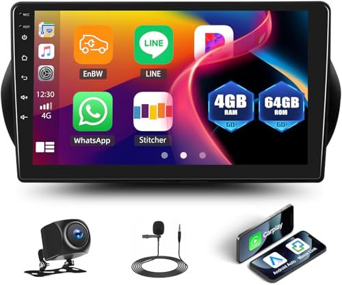 4G+64G GOHHDL Android 15 Autoradio für FIAT Fiorino/Qubo/Citroen Nemo/Peugeot Bipper 2007-2018 mit Carplay Android Auto, 10 Zoll Bildschirm 2Din mit GPS WiFi BT FM/RDS DSP SWC Rückfahrkamera
