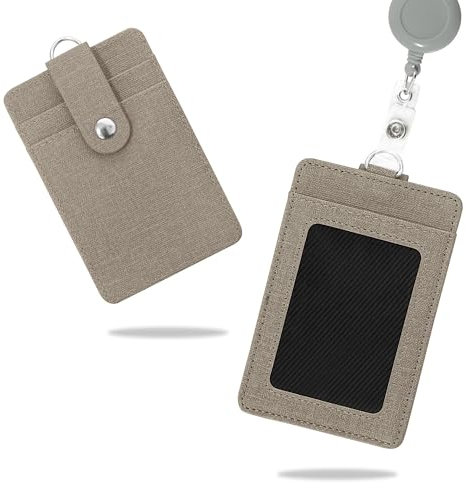 Conisy Porte badge didentite avec Laniere Retractable, Porte Carte de Badge didentite en Cuir PU Vertical avec 2 Emplacements pour Cartes, Adapte Femmes et Hommes (Porte-badge d'identité Gris)