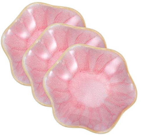 OUNONA 3 Pezzi Piatti snack in ceramica Ciotola chiave Porcellana spezia Snack ciotole scodella contenitore per salsa in ceramica piccole ciotole per immersione rosa Riutilizzabile