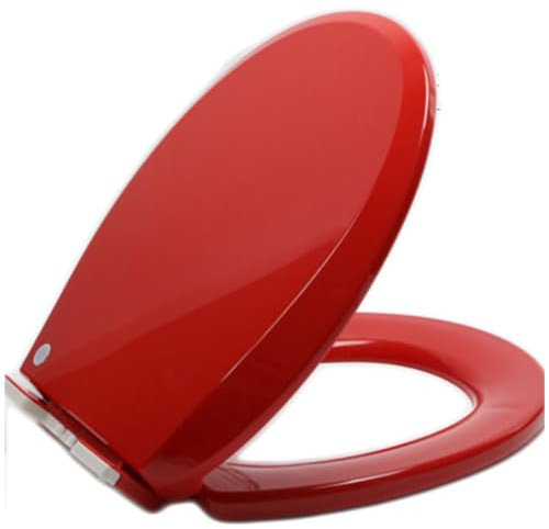 Brigtviee Round PP Toilet Seat with Quick Release Hinges, Soft Close Toilet Seats, Quiet and Slow Close Toilet Lid and Seat, Easy Clean and Install, O-Shaped Toilet Seat Cover,Red,36x41cm