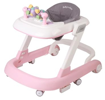 OHMG 4-in-1 Lauflernhilfe für Babys mit interaktivem Multiaktivitätstablett mit abnehmbarer Musik, höhenverstellbarer und leicht zusammenklappbarer Lauflernhilfe, bis zu 12 kg
