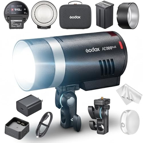 Godox AD300 Pro II 300Ws Outdoor-Blitz, AD300Pro II mit 1/8000s HSS, 16 Farbgruppen, 12W Bi-Color-LED, 1/512–1/1 Leistungsbereich, 0,01–1,5s Wiederaufladezeit, bis zu 350 Blitze bei Vollleistung