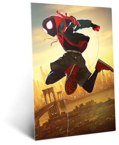 Displate Metallposter Marvel - Into the Spider-Verse - Miles in Action Plakat - Wandbilder Moderne Bilder Wohnzimmer Deko Schlafzimmer - Geschenk - Wanddeko Metall Poster 32 cm x 45 cm