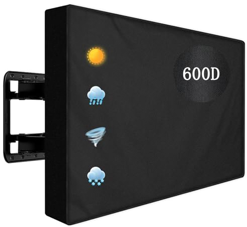 Outdoor TV Cover 60 to 65 inch Weatherproof,600D Waterproof Full Protection TV Outdoor Covers for Outside Flat Screen TV, Black, Cover Size 58''W x 37''H x 5D, Fit for Standard Mounts and Stands