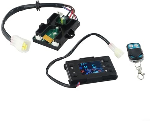 Alanmoship Air Diesel Parking Heater Remote Controller, With LCD Monitor Switch And Motherboard For 3KW 5KW 8KW Models 12V/24V Voltage For Car And Truck Heating System(12V)