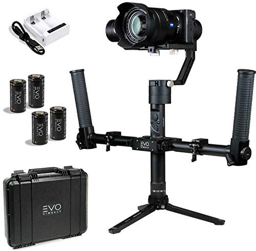 EVO Rage Gen2 - Estabilizador de cámara para cámaras réflex digitales o sin espejo, el paquete incluye: EVO Rage Gen2, Pro Grip doble asas y baterías adicionales (3 artículos)