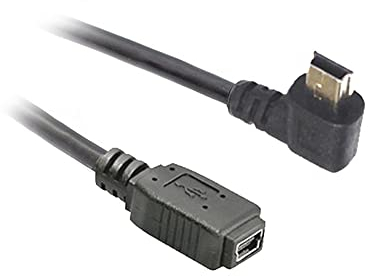Aukson F62 Mini USB Verlängerungskabel 30cm, 90° Abgewinkelt, 5-polig, USB 2.0 Mini-USB-Verlängerungskabel, 5-poliger Stecker auf 5-polige Buchse