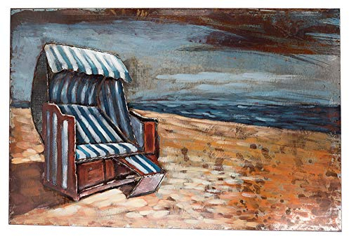 The Wood Times Handgefertigtes Metallbild Strandidylle ca. 120x80 cm Kunst Bild 3D-Optik Wandbild