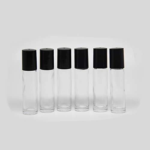 YIZHAO Roll On Vuoto per Oli Essenziali,Profumi,10 ml Trasparente Bottiglie Vuote in Vetro, con Sfera in Acciaio Inossidabile – 6 PCS