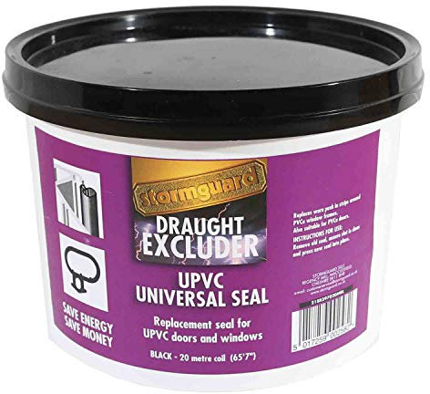 Stormguard Replacement Rubber UPVC Window Door Gasket Seal Draught proofing excluder (20 Meters, Black)