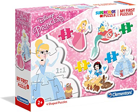 Clementoni 20813 Supercolor Princess – Puzzle 3 + 6 + 9 + 12 Teile ab 2 Jahren, buntes Kinderpuzzle mit besonderer Leuchtkraft & Farbintensität, Geschicklichkeitsspiel für Kinder