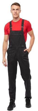 strongAnt® - Salopette da Lavoro Hamburg con Elastico in Vita. Pantaloni rinforzati al Ginocchio - Boilersuit Made in Europe - Taglia: 50, Colore : Nero
