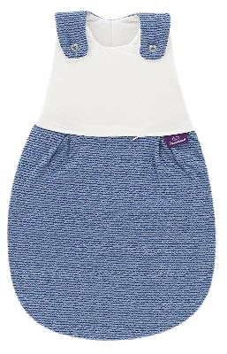 Träumeland S0103705 Ganzjahresschlafsack LIEBMICH mit doppelt regulierbarer Belüftung und Naturfaser Tencel, Design Wellenmeer, Größe 68/74, blau