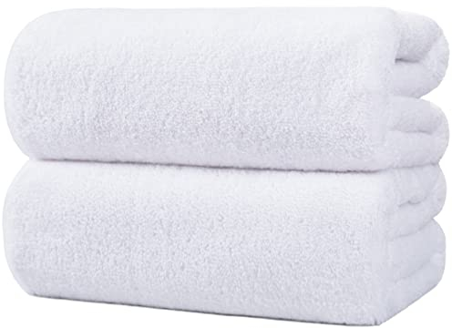 Polyte - telo bagno in microfibra anti-pelucchi - ad asciugatura rapida - 88,9 x 177,8 cm - set 2 pezzi (Bianco)