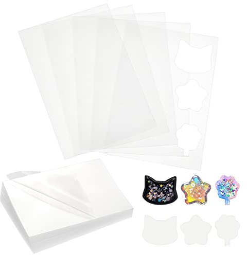 OLYCRAFT 50 Fogli di plastica Quicksand 130x90mm 0,2mm di spessore Tansparent film di plastica protettivo film sigillante chiaro foglio di pellicola per artigianato fai da te gioielli stampo epossidic