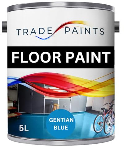 Heavy Duty Quick Dry Floor Paint - Garage, Workshop, Warehouse, Industrial Floor Paint - Ideal For Concrete, Stone, Brick, Wood & Metal (Gentian Blue BS18E53, 5 l Pack of 1)