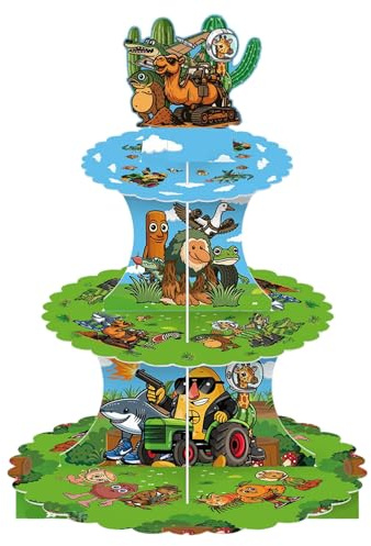 Italian Brainrot Cake Stand, Brain Rot 3-Tier Cardboard Cupcake Tower Memes Dessert Pastry Tray, Brainrot Birthday Party Decoration Supplies