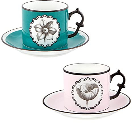 Vista Alegre 21133518 Christian Lacroix Herbariae - Taza de café y platillo verde - Juego de 2