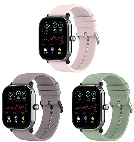 Bexido Armband Kompatibel mit Amazfit GTS/GTS 2/GTS 2e/GTS 2 Mini/GTR 42MM/Amazfit Bip U Pro/Bip S/Bip Lite, [3 Stück] 20mm Weiches Silikon Armbänder Ersatzarmband Uhrenarmband