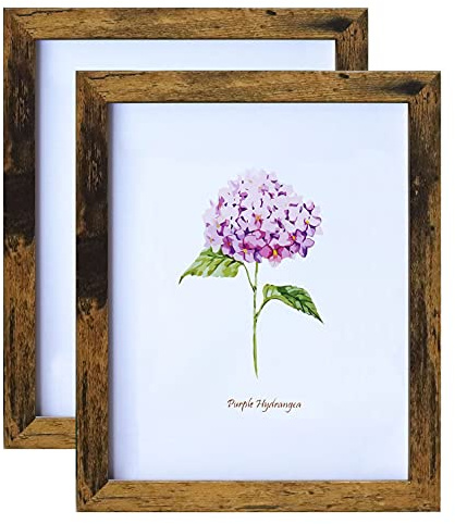 Mochose - Cornice per foto da 25 x 20 cm, stile rustico, in legno, colore marrone, per tavolo o parete, confezione da 2 pezzi