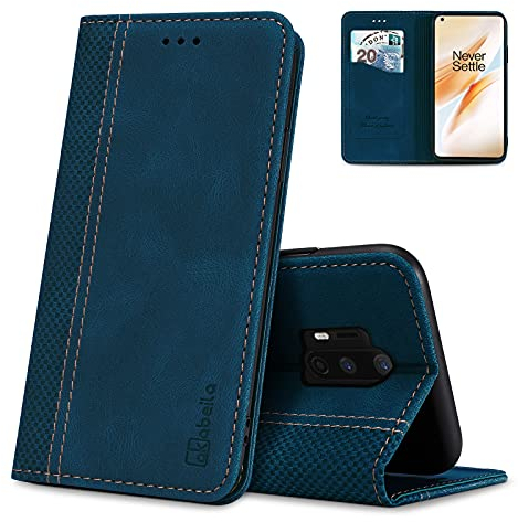 AKABEILA Hülle für OnePlus 8 Pro Handyhülle Leder Flip Case Ständer PU Brieftasche Schutzhülle Klapphülle Tasche Case mit [Kartenfach] [Standfunktion] [Magnetisch]